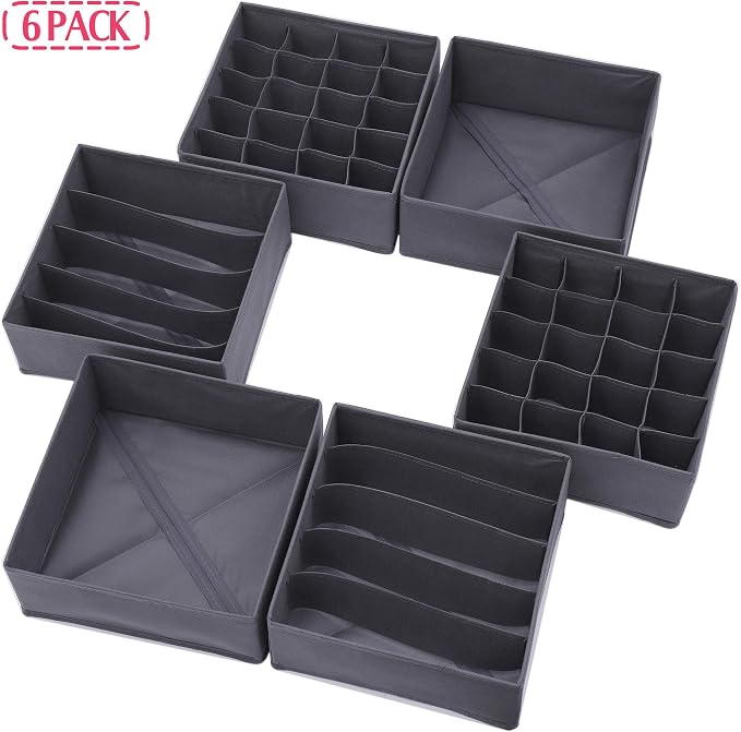 DIOMMELL 6 Pack Foldable Cloth Storage Box Closet Dresser Drawer Organizer - Image 7