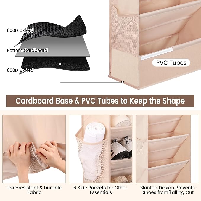 7 Tier Over The Door Shoe Organizer, Hanging Shoe Rack - Image 3
