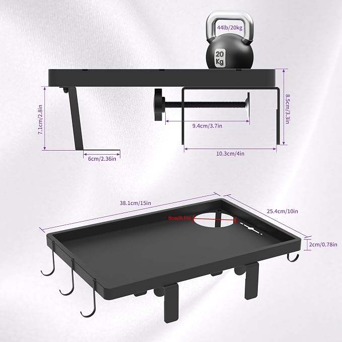 ANYHI Bedside Shelf for Dorm Room Bunk & Top Bunk, Aluminum Clip On Nightstand - Image 3