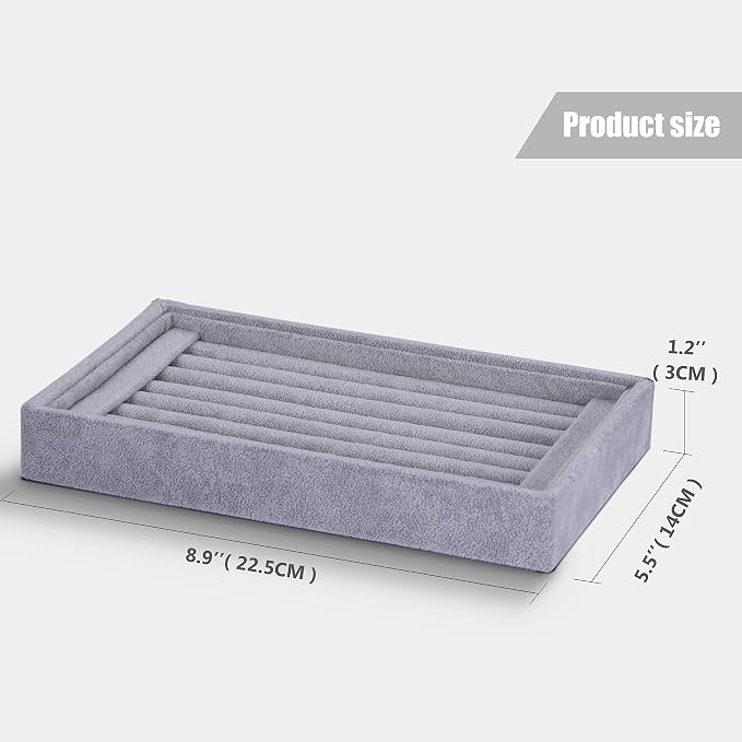 Valyria Velvet 7 Slots Ring Earrings Trays Showcase Display Jewelry Organizer - Image 4