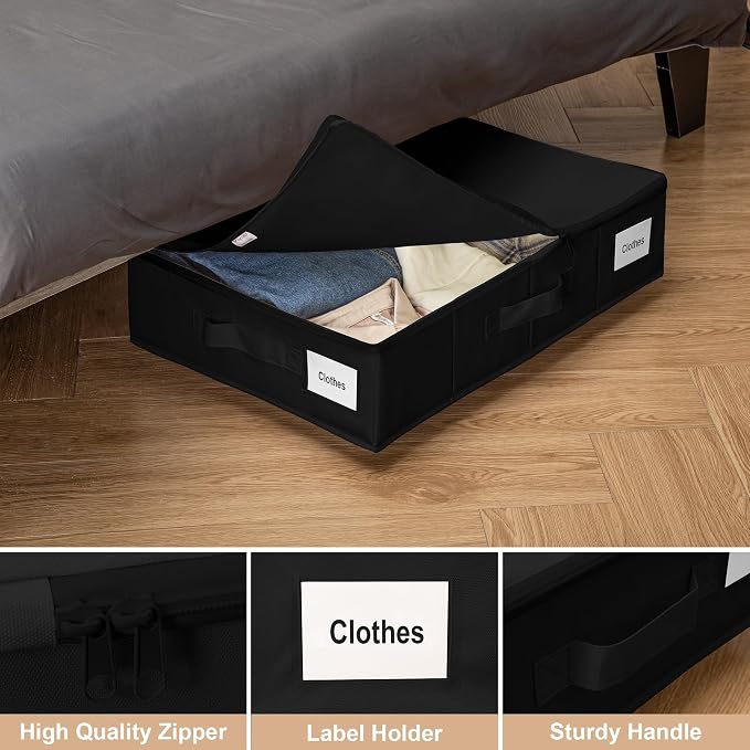 Under Bed Storage with Wheels, 2 Pack Under Bed Storage Containers with Label - Image 4