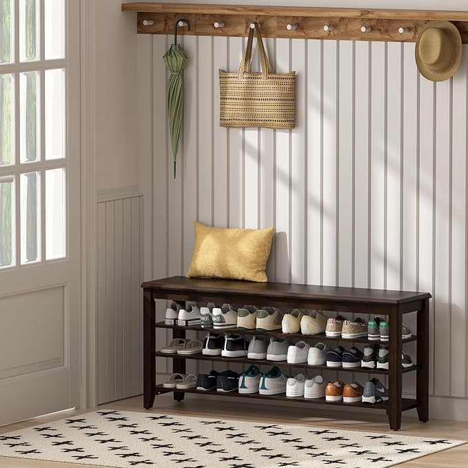 Shoe Bench Storage Rubberwood - Image 2