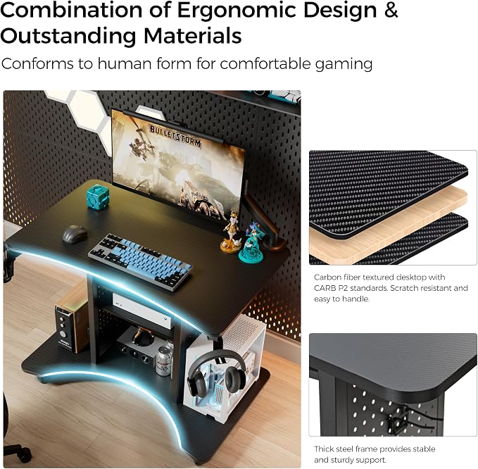 EUREKA ERGONOMIC Computer Gaming Desk, Mobile Computer Cart - Image 7