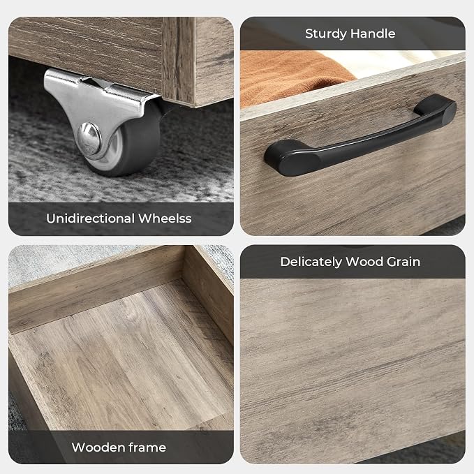 Under Bed Storage with Wheels, Composite Wood Organizer - Image 6