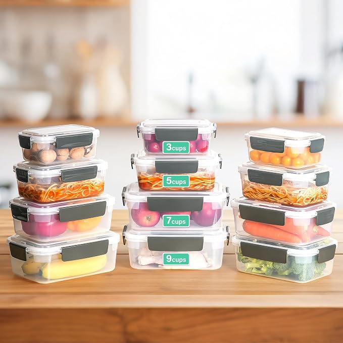 YORY 9 cup Plastic Food Storage Containers - Image 4