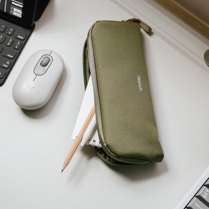 Olive Expandable Desk Storage Pouch – Fold-Down Access Panel, Pen Loop - Image 7