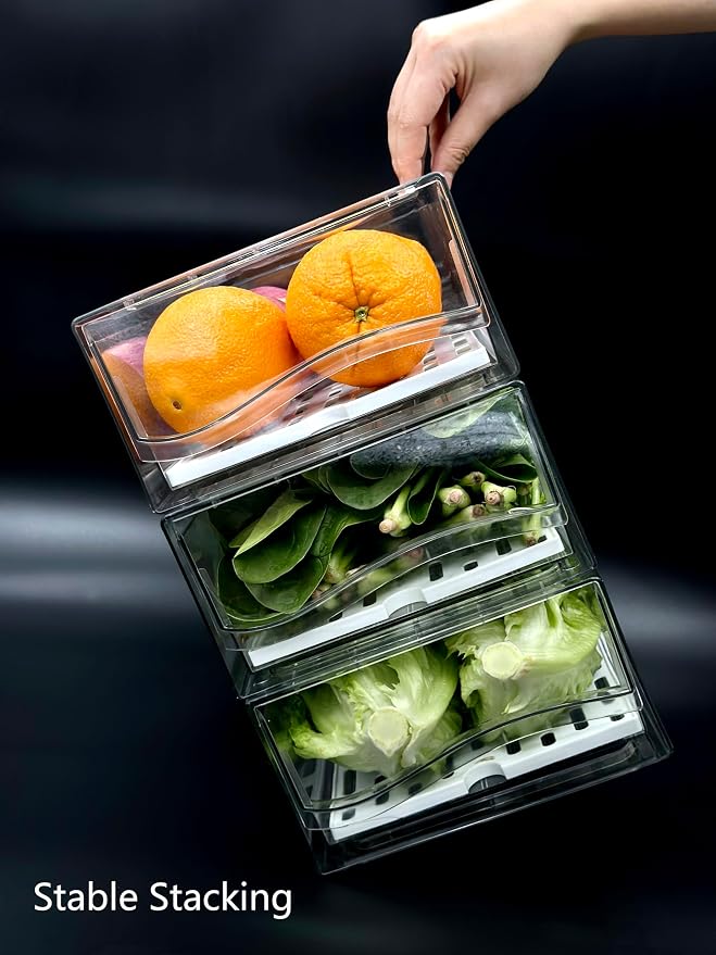 Refrigerator Organizers and Storage Drawer, Stackable Fruit Storage Containers - Image 8