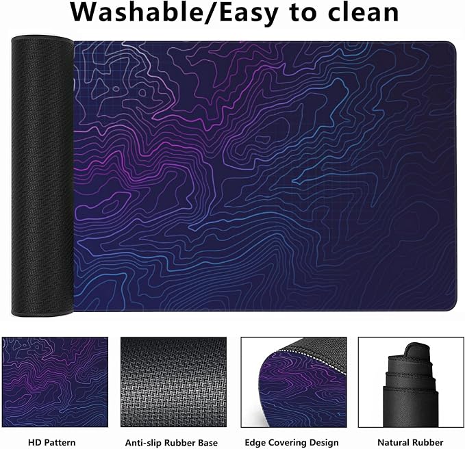 Gaming Mouse Mat Abstract Topography Large Mouse Pad Extended Mouse Pad Desk - Image 2