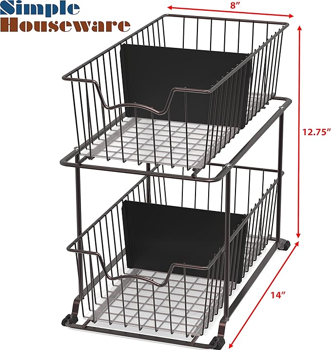 SimpleHouseware 2 Tier Cabinet Wire Basket Drawer Organizer - Image 3