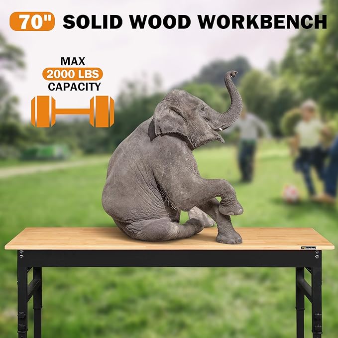 Betterhood 70" Adjustable Workbench on Wheels, 2000 LBS Heavy Duty Work Table - Image 6