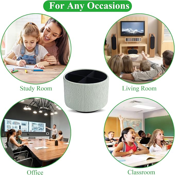 Round Leather Art Supply Organizer, Remote Control Holder, 360 Degree Spinning - Image 8