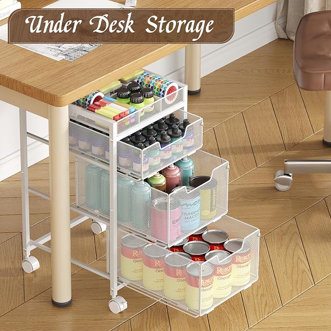 Rolling Utility Cart with 3 Drawers, Craft Organizer and Storage with DIY - Image 7