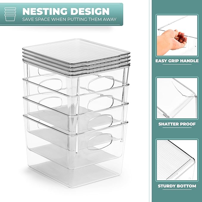 Sorbus Medium Clear Plastic Storage Bins - Image 6