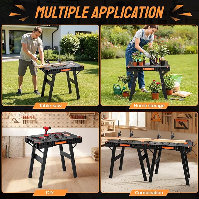 TLGREEN Folding Work Table, 2 Pack, Express Portable Workbench Set of 2 - Image 8