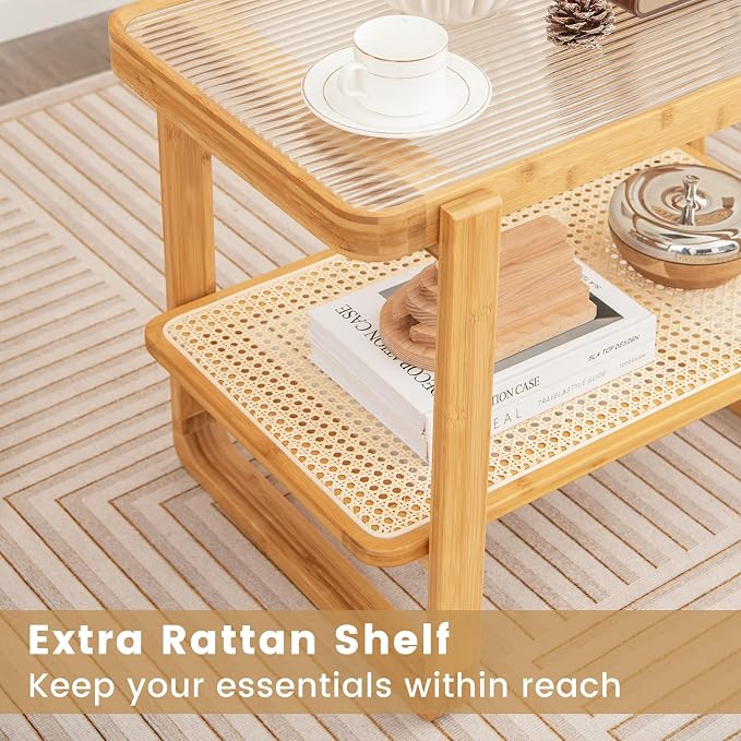 GOFLAME Bamboo Side Table Set of 2 - Image 5