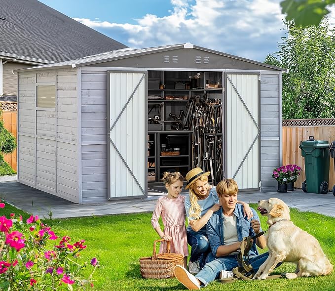 10x8 FT Wood Storage Shed, Large Outdoor Storage Shed - Image 4