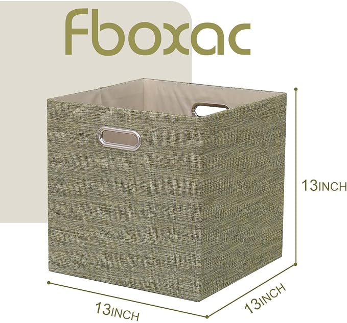 13×13 Inch Fabric Storage Cube Bins, Foldable Cube Organizer Boxes - Image 2