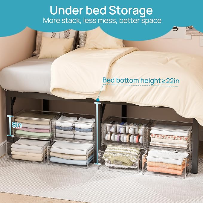 Vtopmart 2 Pack Large Clear Stackable Storage Drawers 27QT, Easily Assemble - Image 6