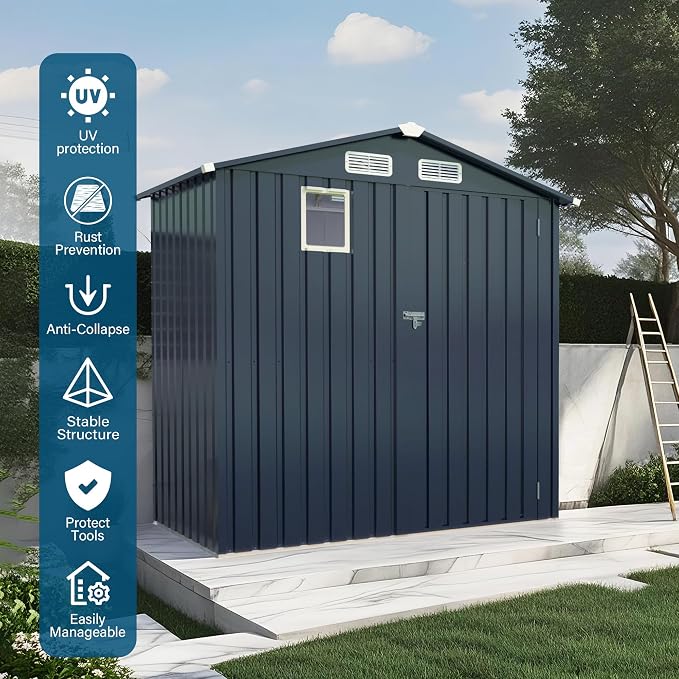 Metal Storage Shed, 6X3.6 FT Lockable Outdoor Tool Shed - Image 3