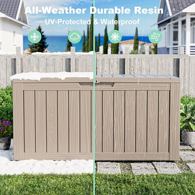 75 Gallon Resin Deck Box, Lockable Outdoor Storage Box - Image 5