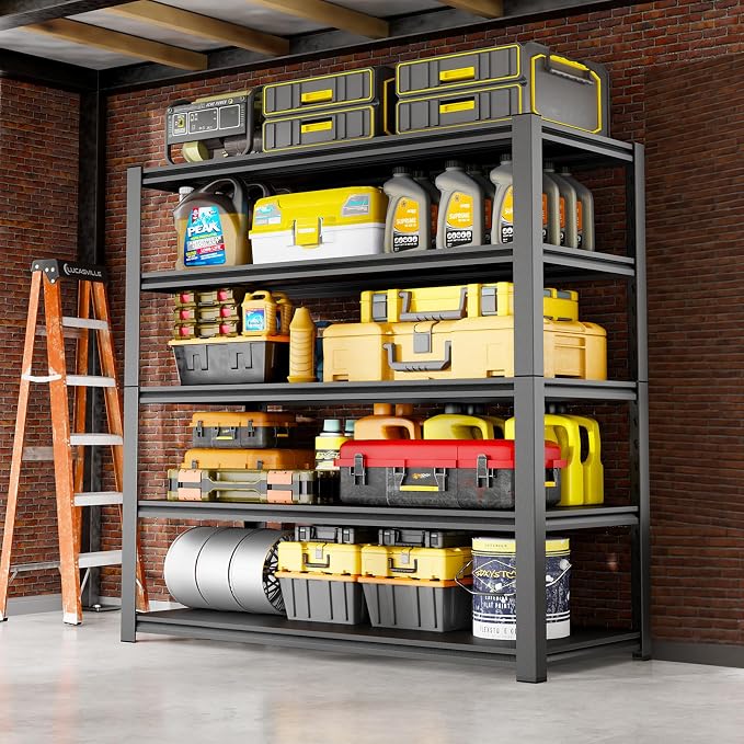 72''H Garage Shelving Heavy Duty, 2500LBS Storage Shelves, 5-Tier Adjustable by Qxdyt