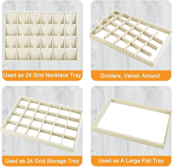 Mornajina 24 Grids Stackable Jewelry Tray Organizer - Image 4