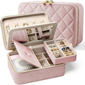 Velvet Travel Jewelry Box with Large Mirror, Double-Layer Jewelry Organizer Case by Lumayina