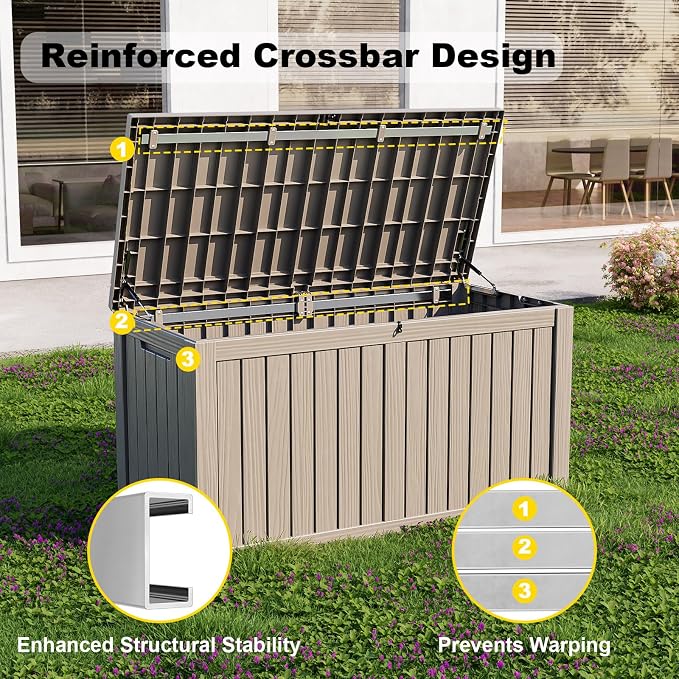 EasyUp 180 Gallon Outdoor Deck Box Waterproof, UV Resistant Resin Outdoor - Image 4