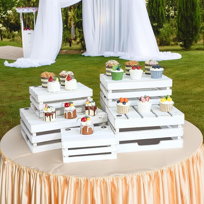 Large Wooden Crates, Rustic Whitewashed Farmhouse Wooden Crate - Image 5