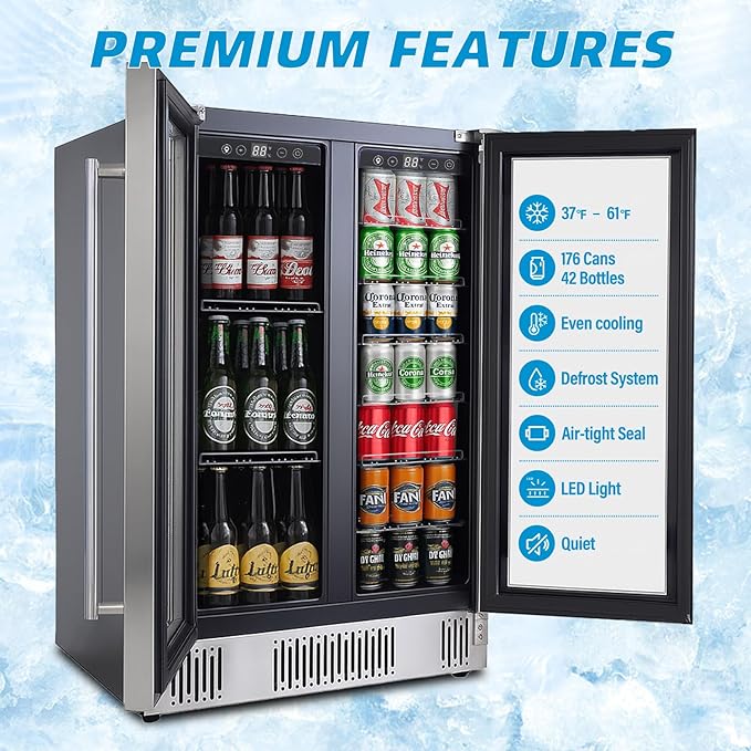 Beverage Refrigerator Cooler, 190 Can Mini Fridge Glass Door - Image 2