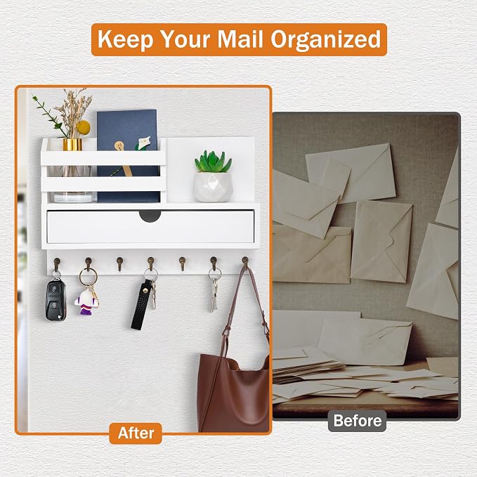 Key and Mail Holder for Wall, Mail Organizer Wall Mount - Image 5