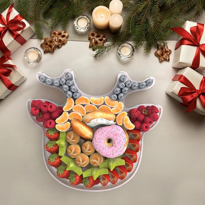11" Christmas Elk Charcuterie Boards, Acrylic Reusable Serving Tray - Image 6