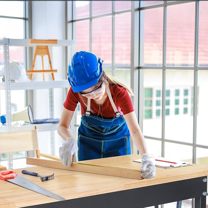 48" Adjustable Work Bench, Rubber Wood Top Workbench Heavy-Duty Work Table - Image 9