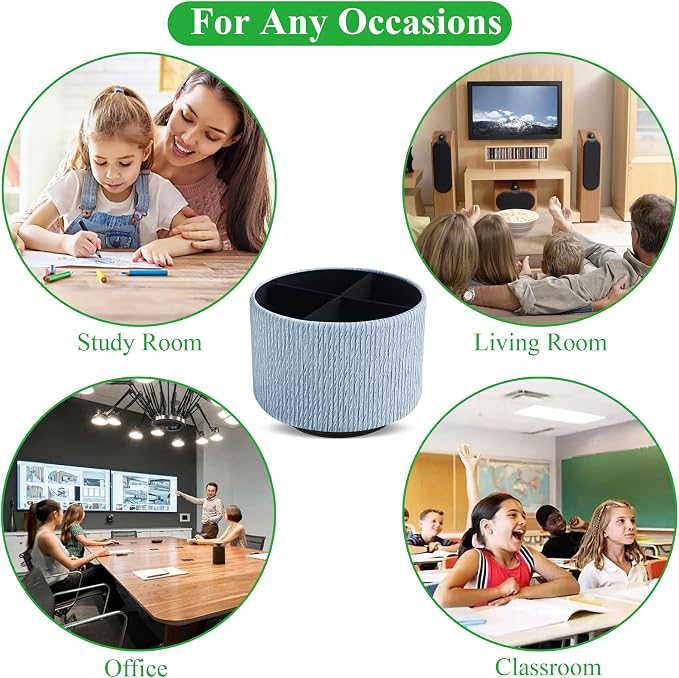 Round Leather Art Supply Organizer, Remote Control Holder, 360 Degree Spinning - Image 8