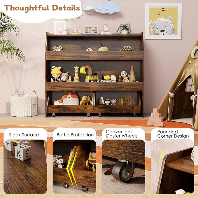 COZPAW Toy Storage Organizer, 3 Tier Montessori Shelf - Image 3