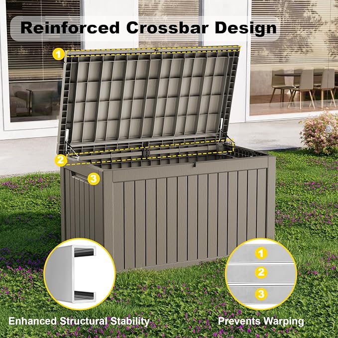 280 Gallon Outdoor Deck Box, Storage Lockable Waterproof Patio Furniture - Image 4