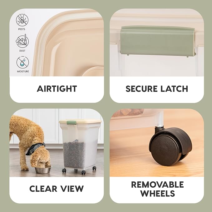 IRIS USA WeatherPro Airtight Dog Food Storage Container, Attachable Wheels - Image 4