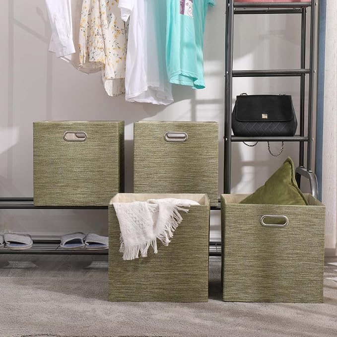13×13 Inch Fabric Storage Cube Bins, Foldable Cube Organizer Boxes - Image 6