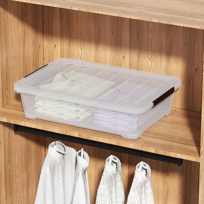 3 Pack 20 Qt Wheeled Latching Storage Box, Stackable Underbed Bin - Image 6