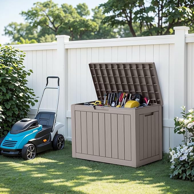 EasyUp 45 Gallon Outdoor Storage Box, Resin Waterproof UV-Resistant Deck Box - Image 5