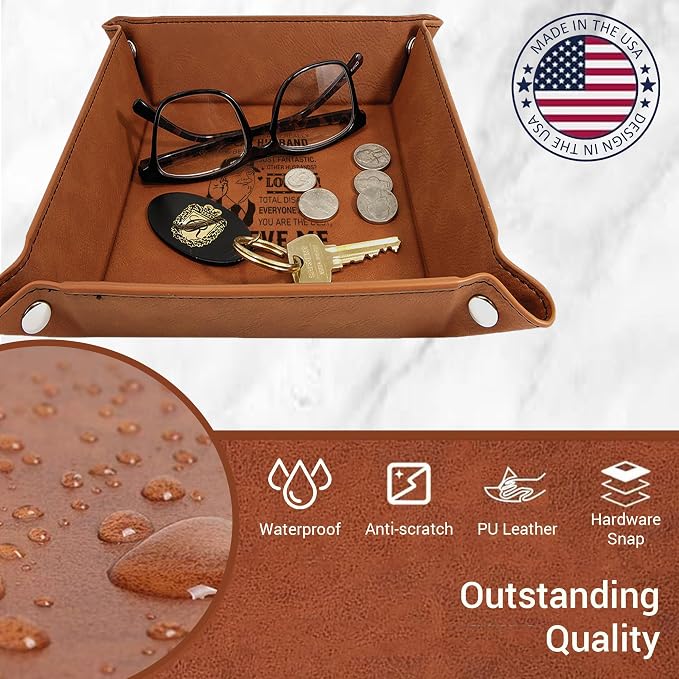 Personalized Valet Tray for Men, Best Husband Ever, 5 Design Option, PU Leather - Image 5
