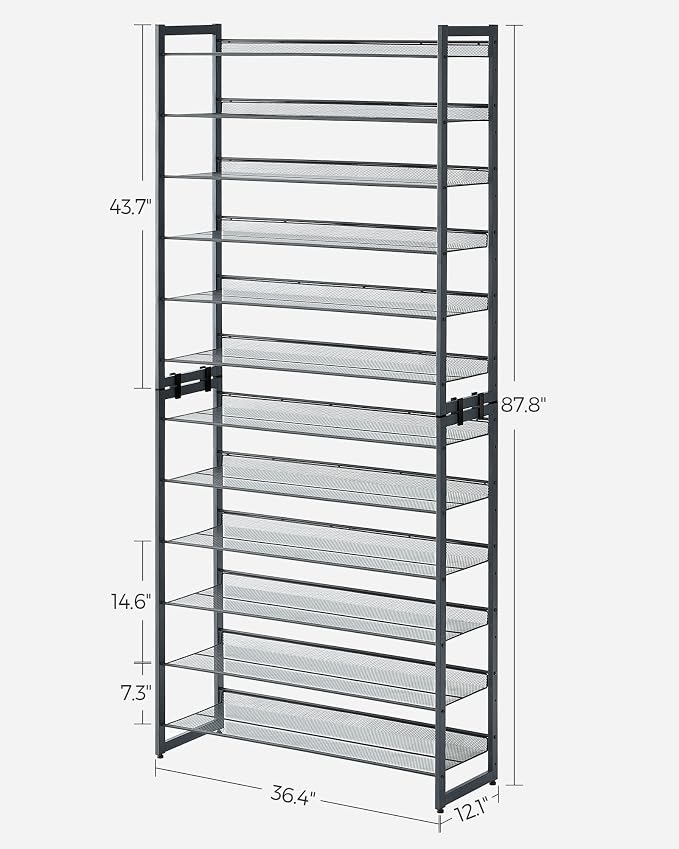 SONGMICS 12-Tier Stackable Shoe Shelf Set, Metal Shoe Storage - Image 3