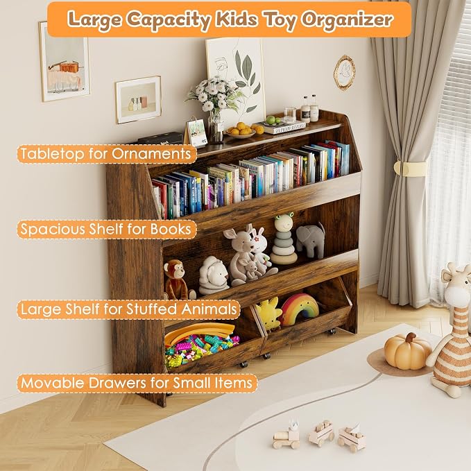 COZPAW Toy Storage Organizer, 3 Tier Montessori Shelf - Image 4