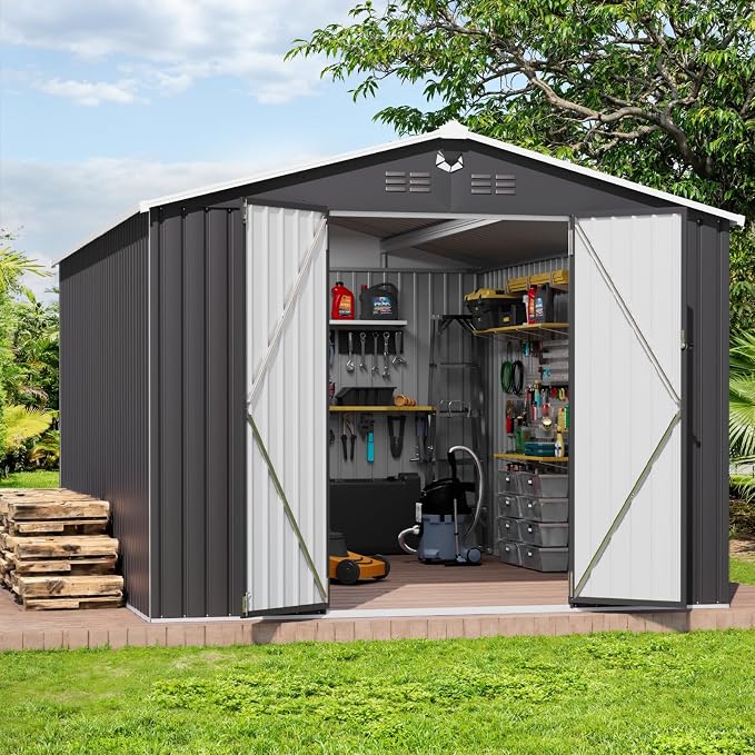 10x14 FT Outdoor Storage Shed, Metal Tool Sheds, Waterproof Outside Storage Shed by Sannwsg