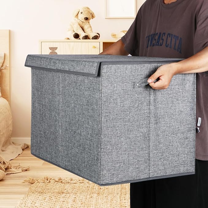 122L Large Toy Chest Box with Lid, Foldable Toy Storage Organizer Bin Boxes - Image 5
