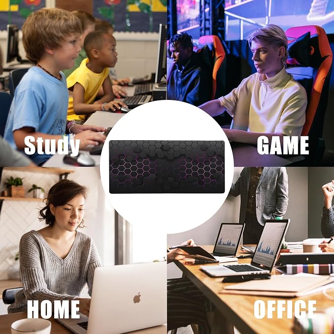 Grid with Purple Light Large Gaming Mouse Pad, Waterproof Desk Mat - Image 7