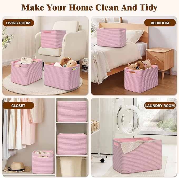 Storage Baskets for Organizing, 4 Pack Storage Baskets for Shelves, Woven - Image 6
