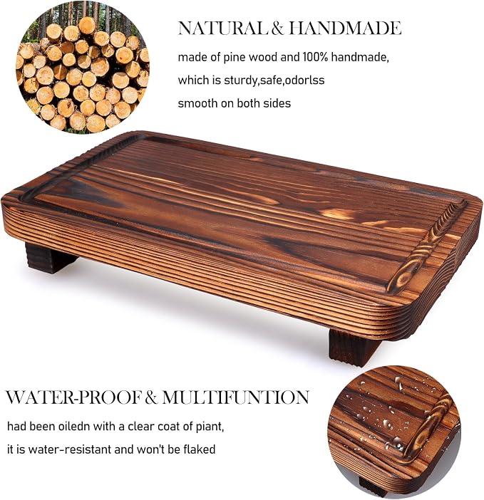 Farmhouse Bathroom Counter Tray Wood Risers Display Stands Kitchen Countertop - Image 4