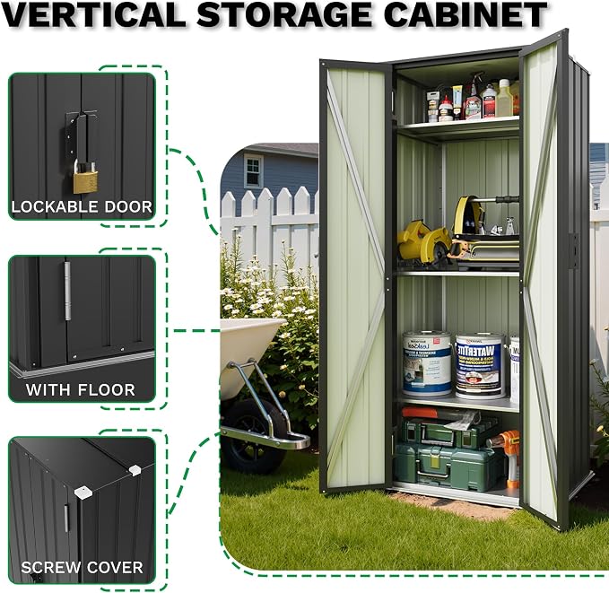 Patiowell 28 Cuft Outdoor Storage Cabinet, Metal Storage Shed - Image 4