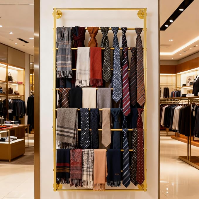 10-Layer Wall Mounted Display Rack, Tie & Scarf Rack Belt Towel Holder Wrapping - Image 7